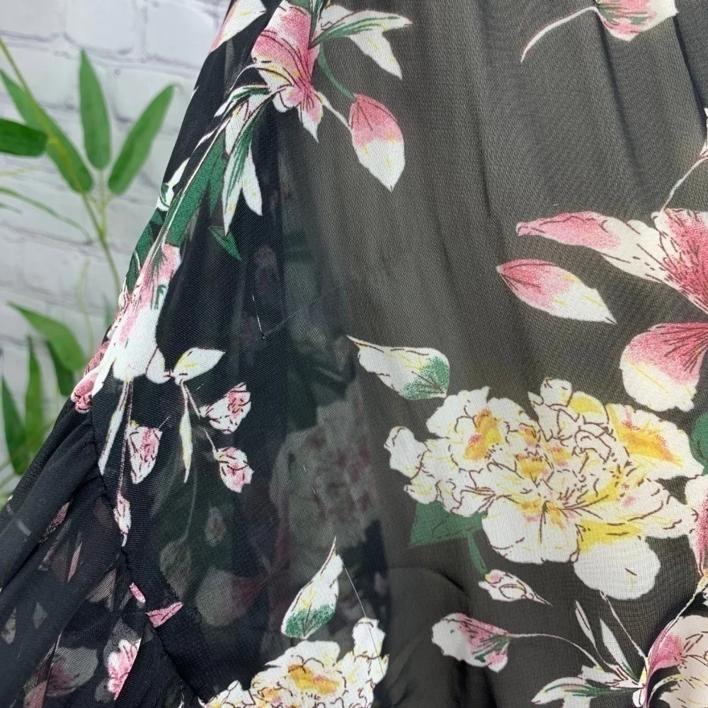 🎉Anthropologie Hazel Black w/ Floral Print Dress - Picture 5 of 6